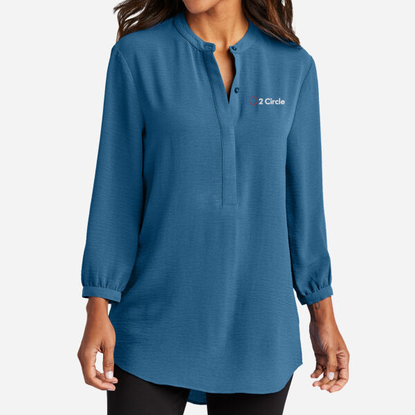 Women's 3/4 Sleeve Textured Crepe Tunic Thumbnail